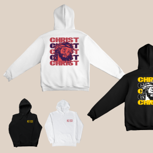 Christ with pocket print black or white hoodie or tee